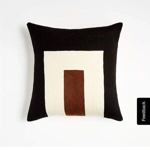 Crate & Barrel Shinola Michigan Black Embroidered Throw Pillow Cover 18x18”